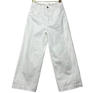 Free People CRVY Lace-Up Crop Wide-Leg Jeans in Ivory Size 26